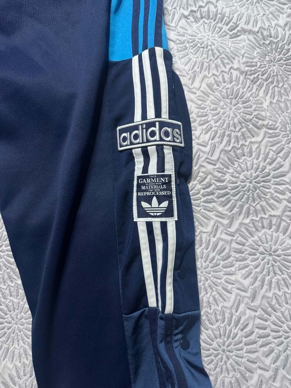 Adidas Originals Re-Process Adicolor Track Pants Blue White Snap Mens XXLarge